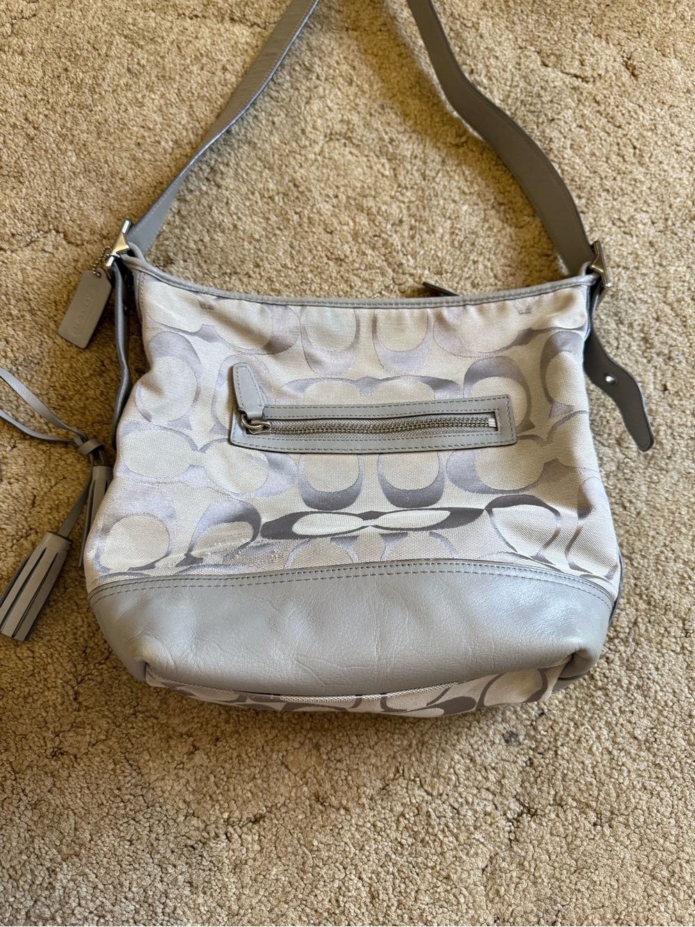 Coach Gray Signature Crossbody Hobo Bag - Picture 4 of 9